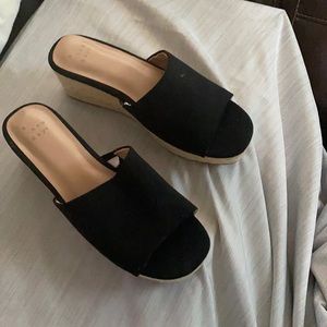 Black suede mules